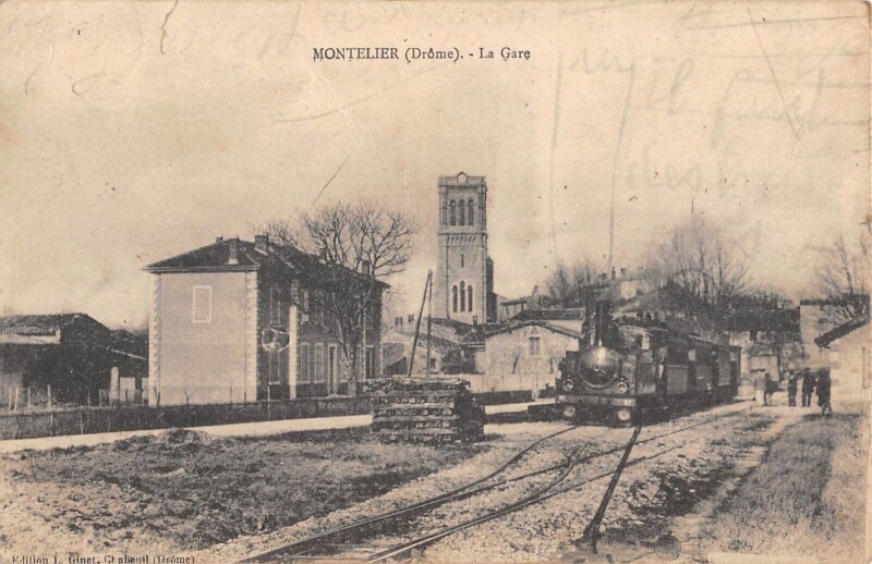 Carte postale ancienne Montelier / La Gare / Train