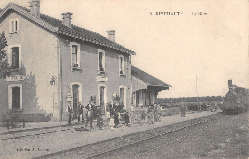 Carte postale ancienne Rivehaute - La Gare - Train à Rivehaute