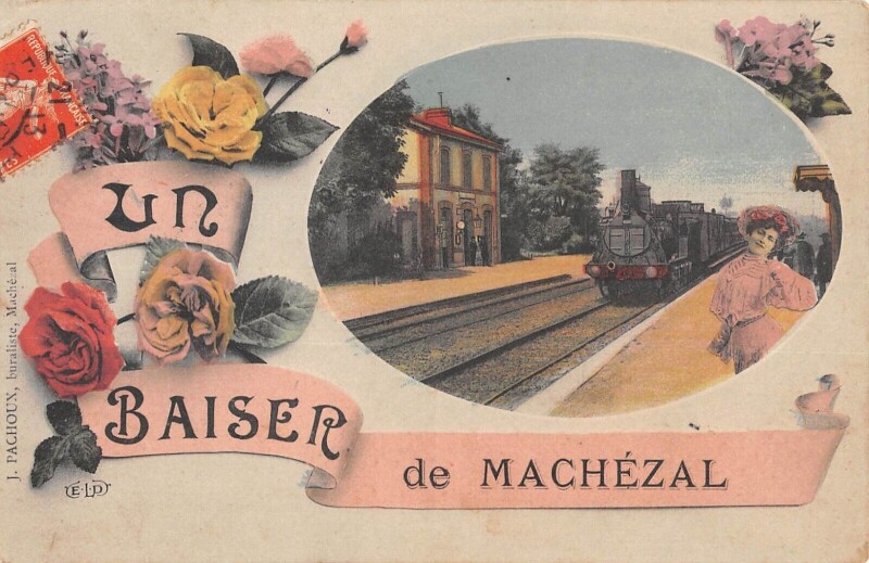 Carte postale ancienne Un Baiser De Machezal - Train