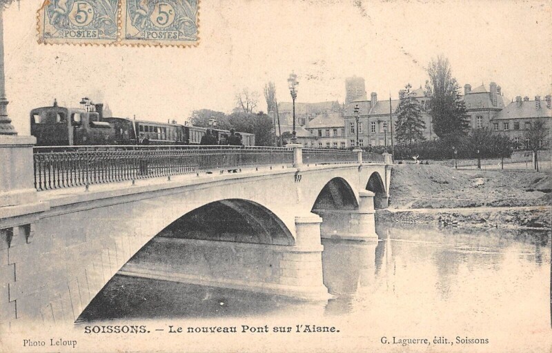 Carte postale ancienne Chateau Thierry / Le Nouveau Pont Sur L'Aisne / Train