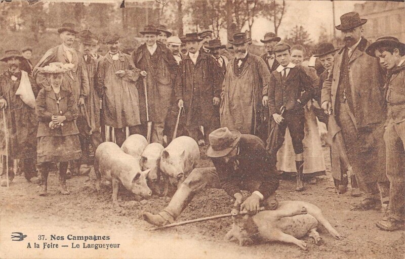 Carte postale ancienne Nos Campagnes - A La Foire - Le Langueyeur