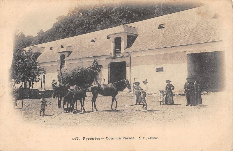 Carte postale ancienne Pyrenees - Cour De Ferme
