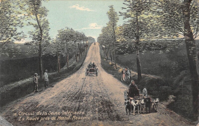 Carte postale ancienne Circuit Seine Inferieure - Route Pres De Mesnil Reaume - Attelage A Chien