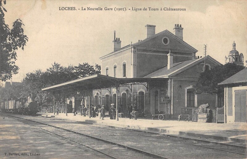 Carte postale ancienne La Nouvelle Gare (1905) à Loches