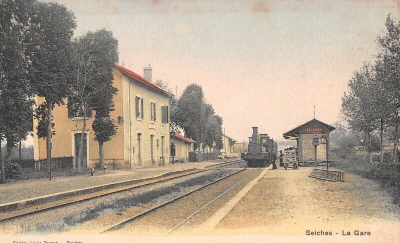 Carte postale ancienne Seiches - La Gare - Train