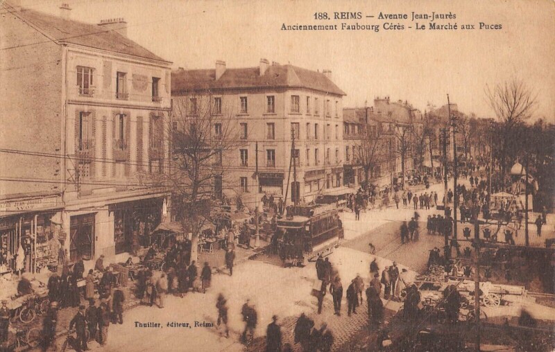 Carte postale ancienne Reims - Avenue Jean Jaures - Anciennement Faubourg Ceres - Le Marche Aux à Reims