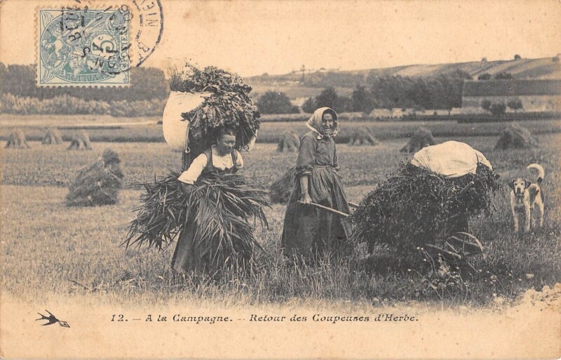 Carte postale ancienne A La Campagne - Retour Des Coupeuses D'Herbe