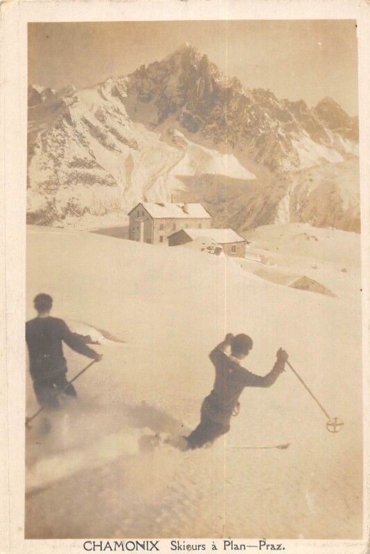 Carte postale ancienne Chamonix - Skieurs A Plan Praz