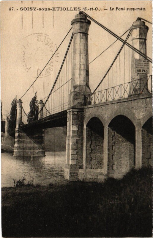 Carte postale ancienne Soisy-sous-Etiolles Le Pont Suspendu