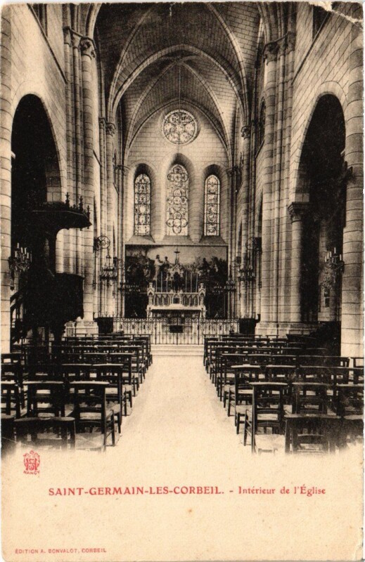 Carte postale ancienne Saint-Germain-les-Corbeil Interieur de l'Eglise