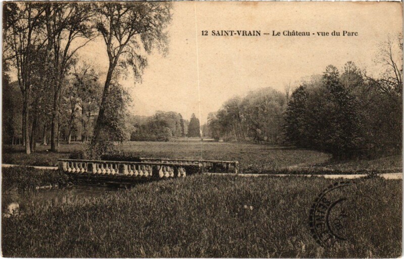 Carte postale ancienne Saint-Vrain Chateau - Vue du Parc à Saint-Vrain