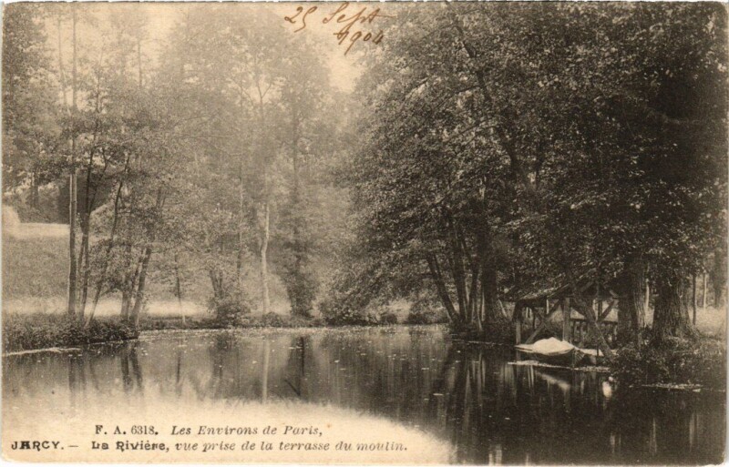 Carte postale ancienne Varennes-Jarcy La Riviere - Vue prise de la Terrasse du Moulin à Varennes-Jarcy