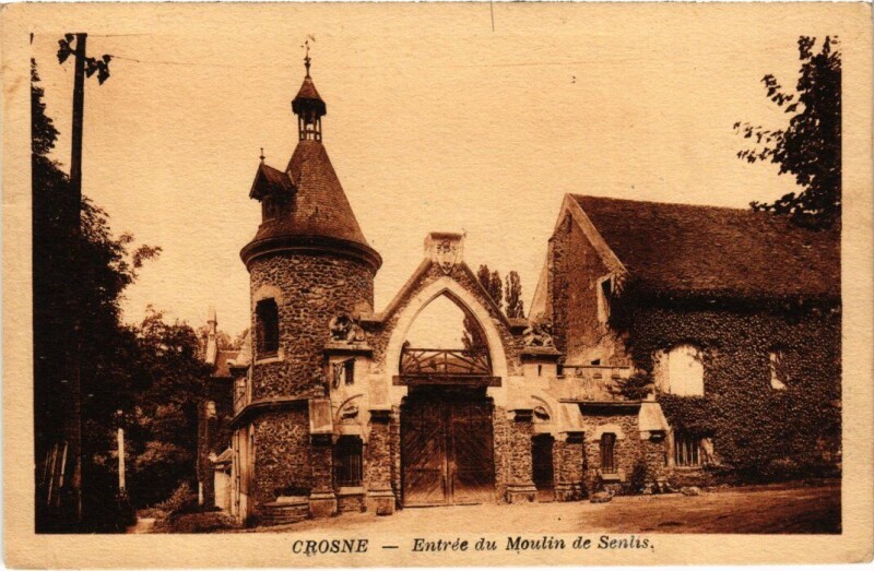Carte postale ancienne Crosne Entree du Moulin de Senlis à Crosne