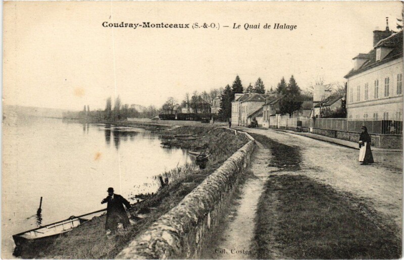 Carte postale ancienne Le Coudray-Montceaux Le Quai de Halage au Coudray-Montceaux