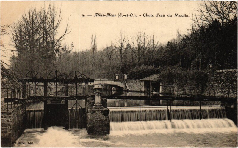 Carte postale ancienne Athis-Mons Chute d'Eau du Moulin à Athis-Mons