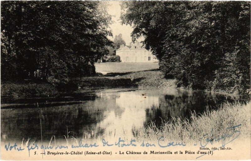 Carte postale ancienne Bruyeres-le-Chatel Chateau de Morionville - Piece d'Eau