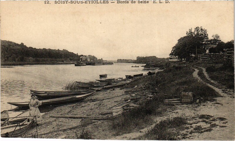 Carte postale ancienne Soisy-sous-Etiolles Bords de Seine