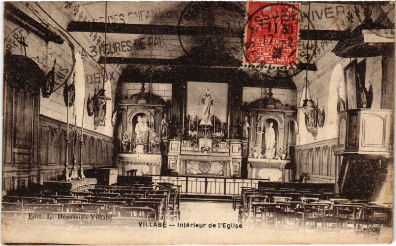 Carte postale ancienne Villabe Interieur de l'Eglise