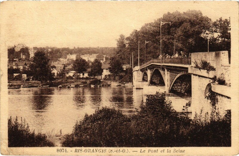 Carte postale ancienne Ris-Orangis Le Pont et le Saine à Ris-Orangis