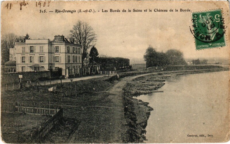 Carte postale ancienne Ris-Orangis Les Bords de la Seine et le Chateau de la Borde à Ris-Orangis