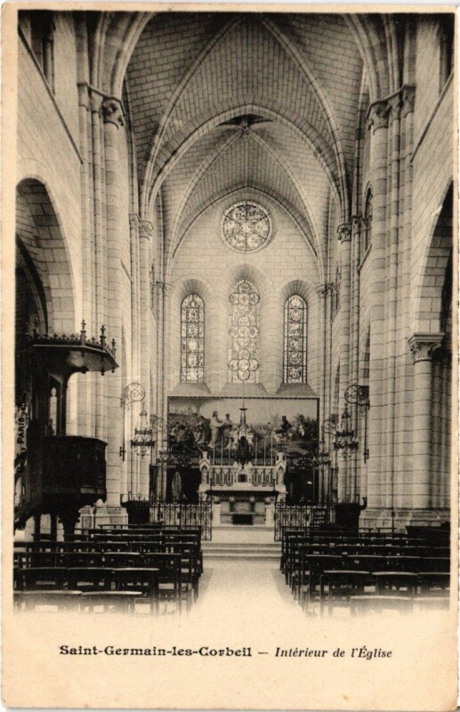 Carte postale ancienne Saint-Germain-les-Corbeil Interieur de l'Eglise