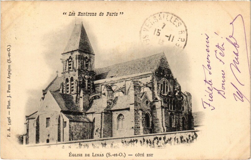 Carte postale ancienne Linas Eglise à Linas