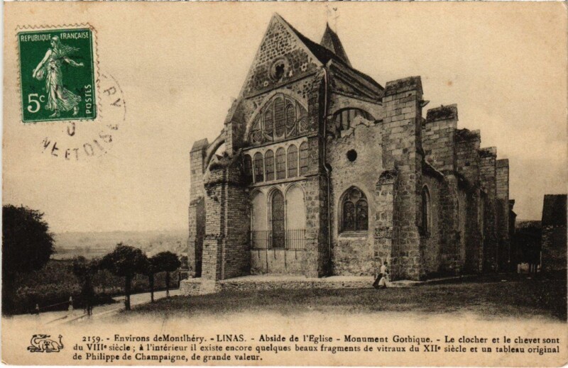 Carte postale ancienne Linas Abside de l'Eglise à Linas