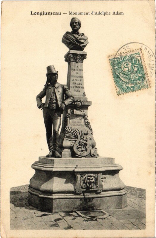 Carte postale ancienne Longjumeau Monument d'Adolphe Adam à Longjumeau