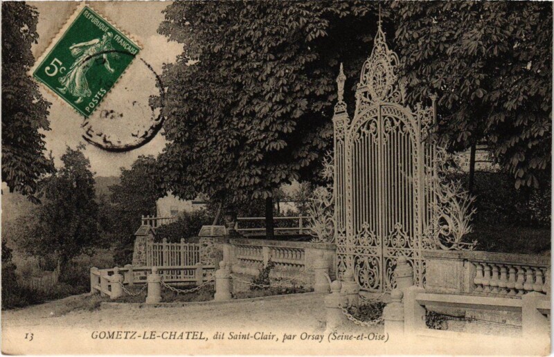 Carte postale ancienne Gometz-le-Chatel dit Saint-Clair par Orsay - Gate Scene à Orsay