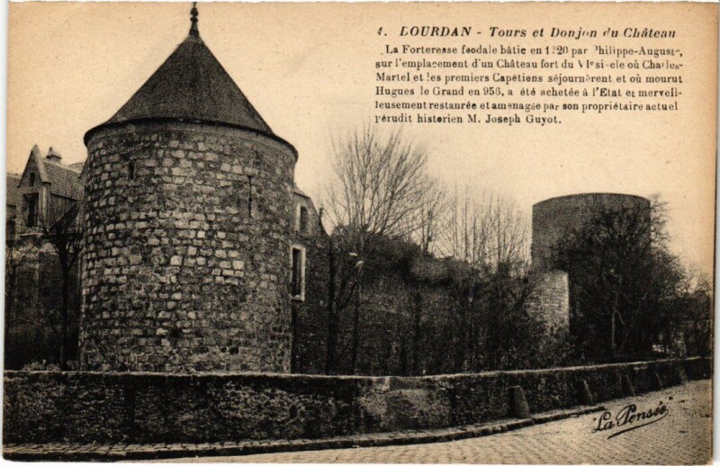 Carte postale ancienne Dourdan Tours et Donjon du Chateau à Dourdan