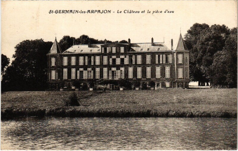 Carte postale ancienne Saint-Germain-les-Arpajon Chateau et Piece d'Eau à Arpajon