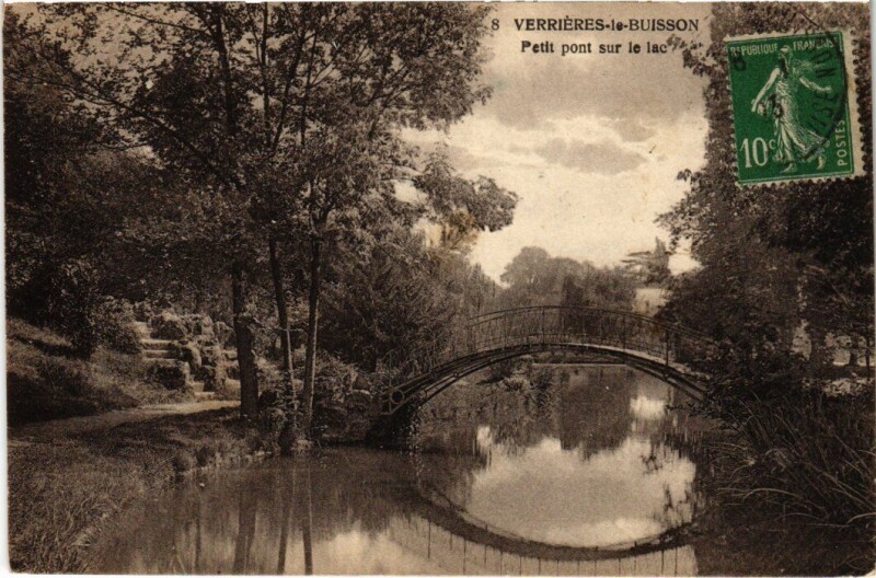 Carte postale ancienne Verrieres-le-Buisson Petit Pont sur le Lac