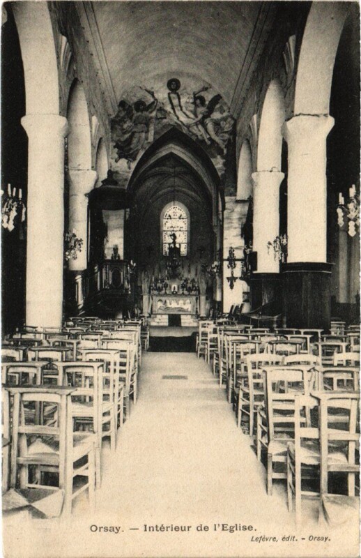 Carte postale ancienne Orsay Interieur de l'Eglise à Orsay