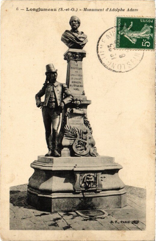 Carte postale ancienne Longjumeau Monument d'Adolphe Adam à Longjumeau