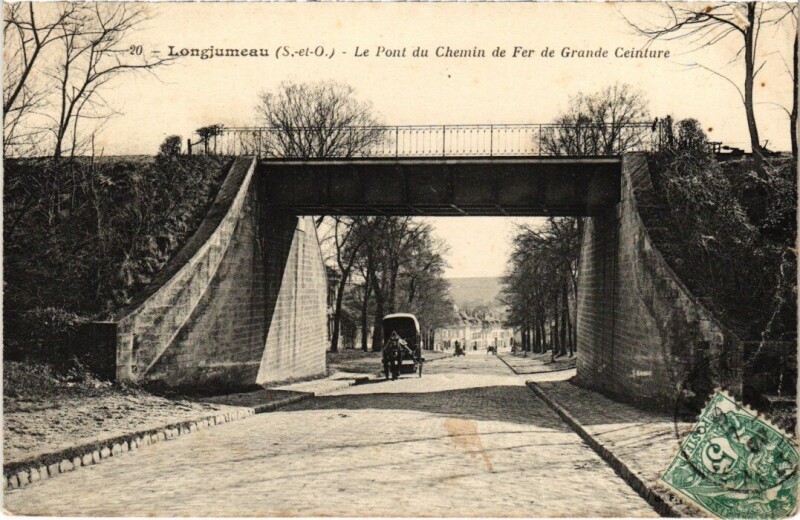 Carte postale ancienne Longjumeau Pont du Chemin de Fer de Grande Ceinture à Longjumeau
