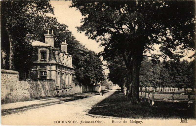 Carte postale ancienne Courances Route de Moigny à Courances