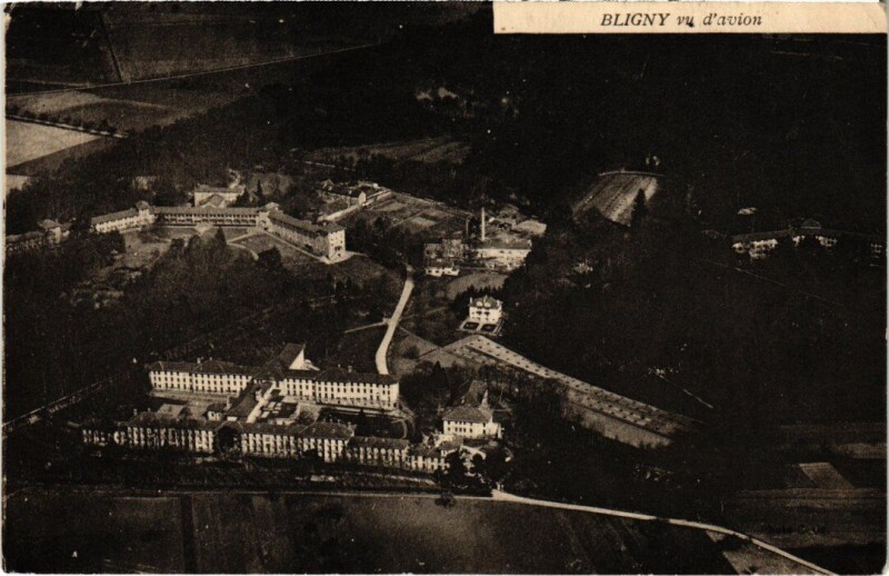 Carte postale ancienne Bligny vu d'Avion