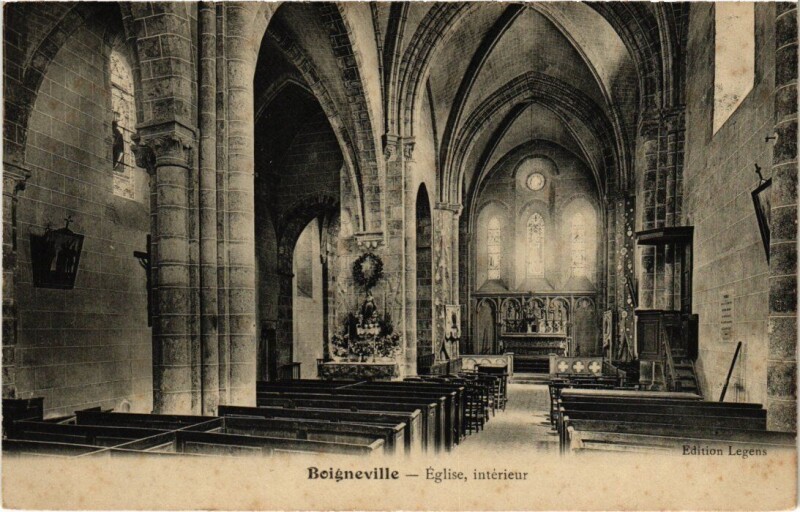 Carte postale ancienne Boigneville Interieur de l'Eglise à Boigneville