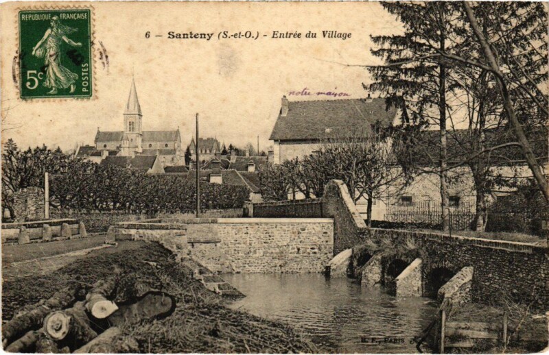 Carte postale ancienne Santeny Entree du Village France à Santeny
