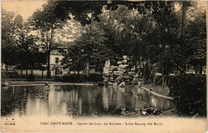 Carte postale ancienne Saint-Maur Square des Lacs, les Rochers France