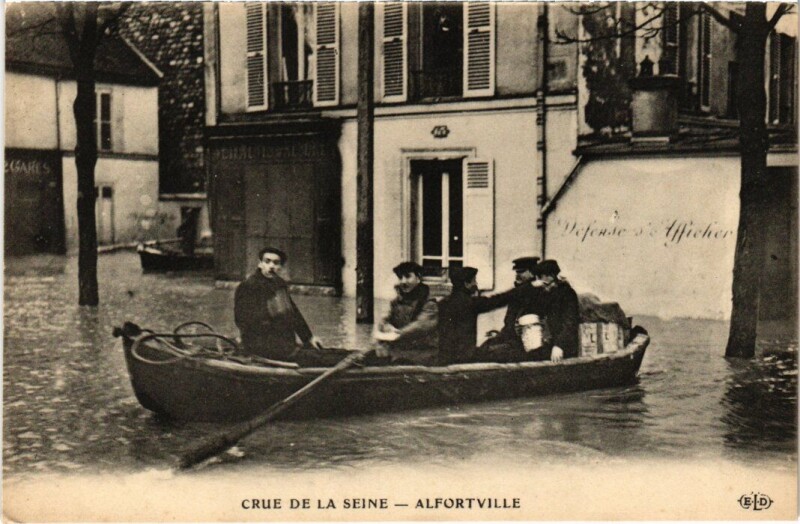Carte postale ancienne Alfort Crue de la Seine France