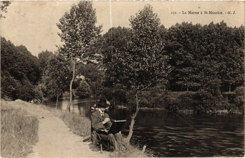 Carte postale ancienne Saint-Maurice La Promenade de sur l'Ile France à Saint-Maurice