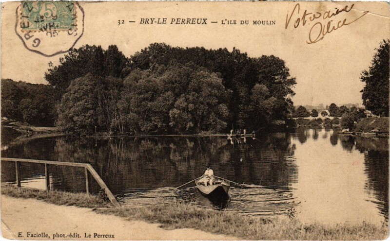 Carte postale ancienne Bry sur Marne L'Ile du Moulin France à Bry-sur-Marne