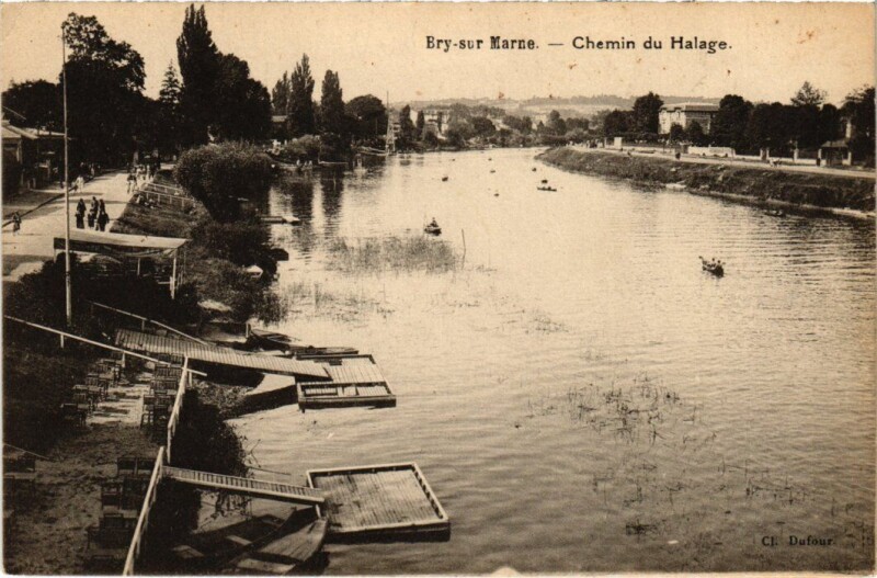 Carte postale ancienne Bry sur Marne Chemin du Halage France à Bry-sur-Marne