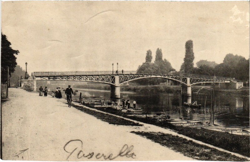 Carte postale ancienne Bry sur Marne Passerelle France à Bry-sur-Marne