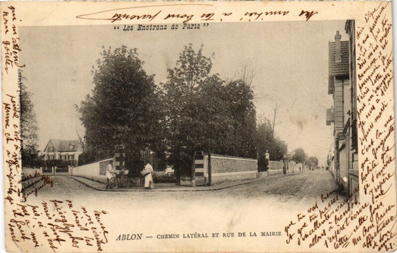 Carte postale ancienne Ablon Chemin Lateral et rue de la Mairie France