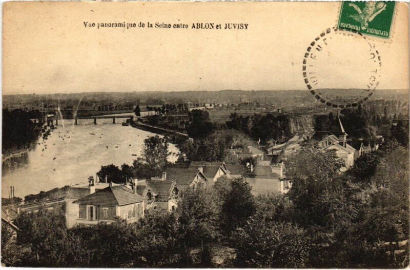 Carte postale ancienne Ablon Vue panoramique de la Seine France