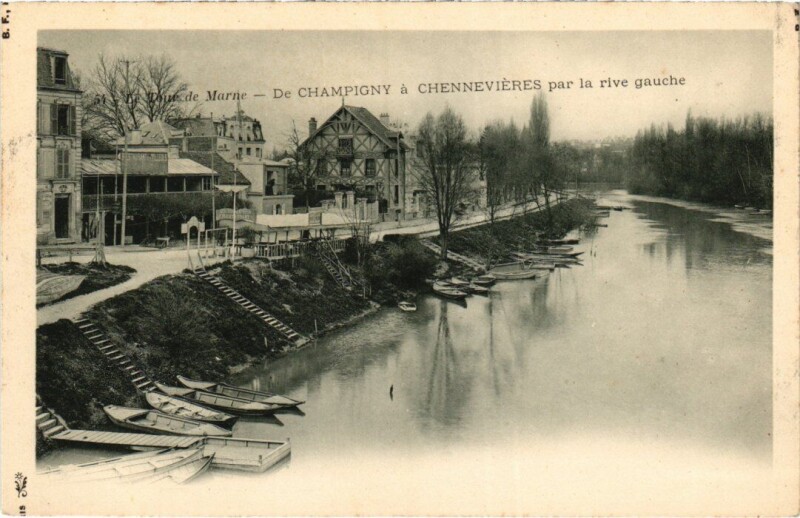 Carte postale ancienne Champigny La rive gauche France