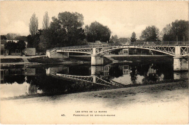 Carte postale ancienne Bry Passerelle France