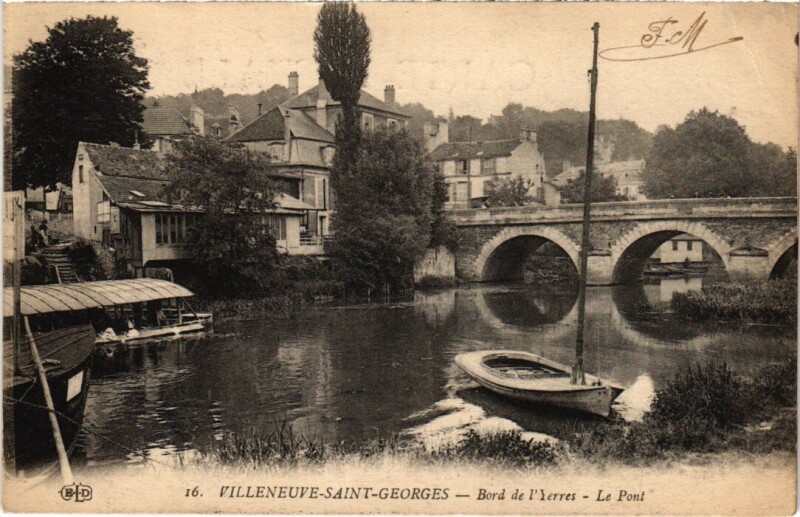 Carte postale ancienne Villeneuve Saint-Georges Bord de l'Yerres France à Villeneuve-Saint-Georges